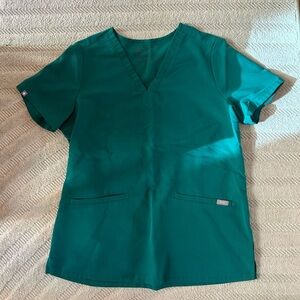 Figs Hunter Green Casma Short Sleeve Scrub Top